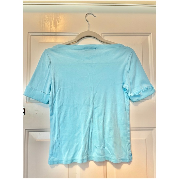 *SOLD* Ralph Lauren Light Blue Boatneck Cuffed Short Sleeve Shirt Size PM - Picture 2 of 3